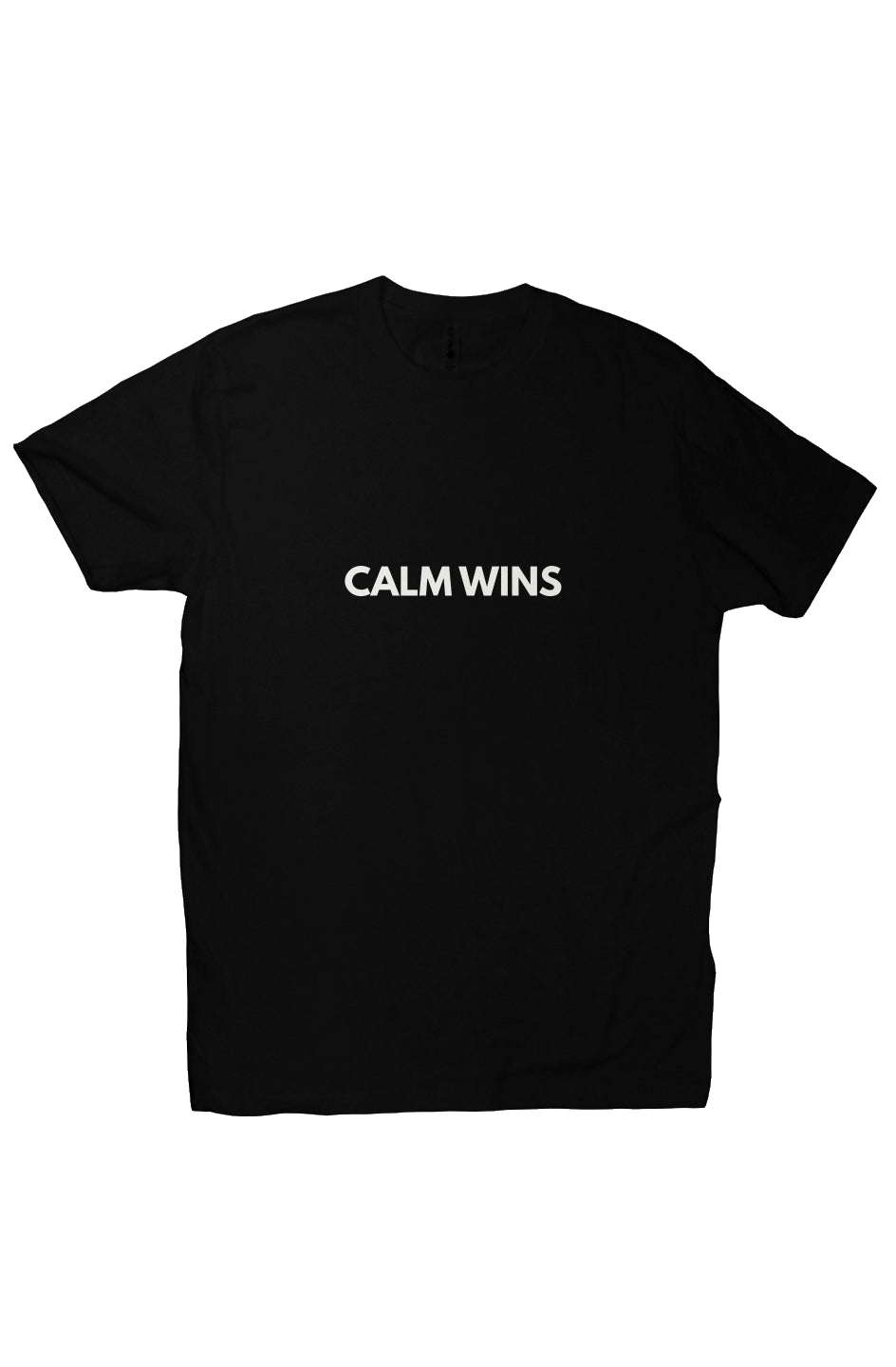 Calm Wins lightweight premium golf t-shirt in black, featuring a minimalist design perfect for athletic wear.