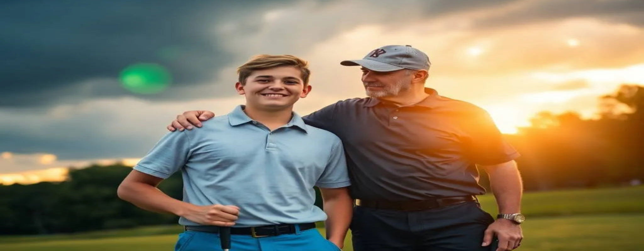 Teen golfer receiving mentorship wearing Golf Ball Wisdom apparel on a course
